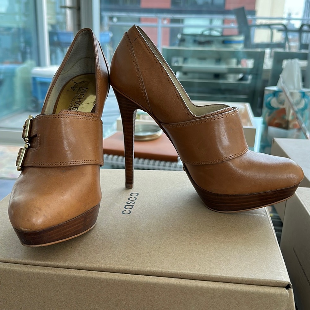Michael Kors leather platform booties!